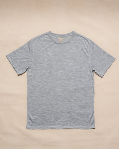 100% Merino Wool gray short-sleeve crewneck t-shirt 
