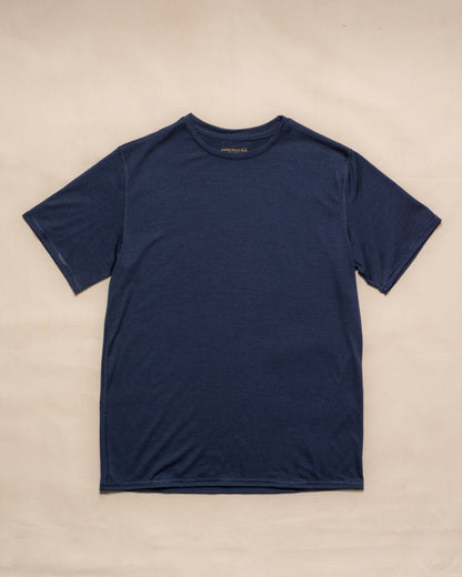 100% Merino Wool dark navy blue short-sleeve crewneck t-shirt 