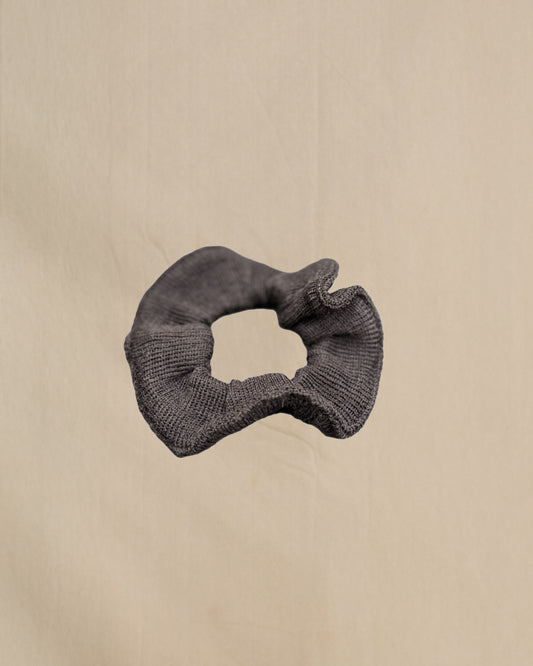 Black Merino Wool Scrunchie 