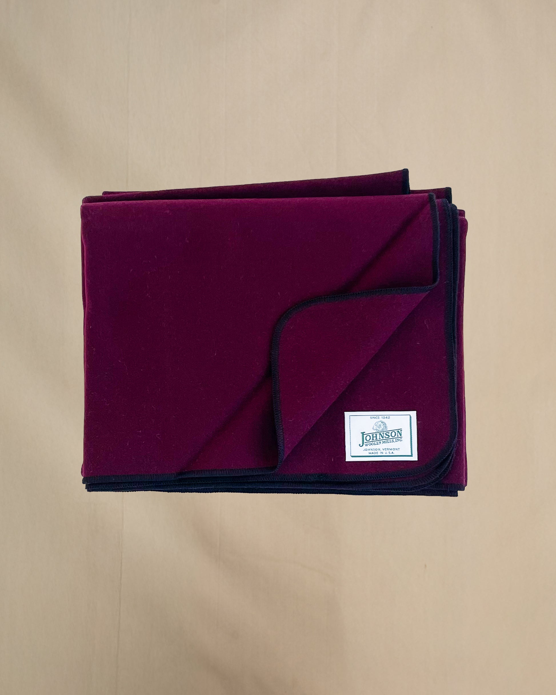 Johnson Woolen Mills Norris Throw throws Rich Burgundy folded front view