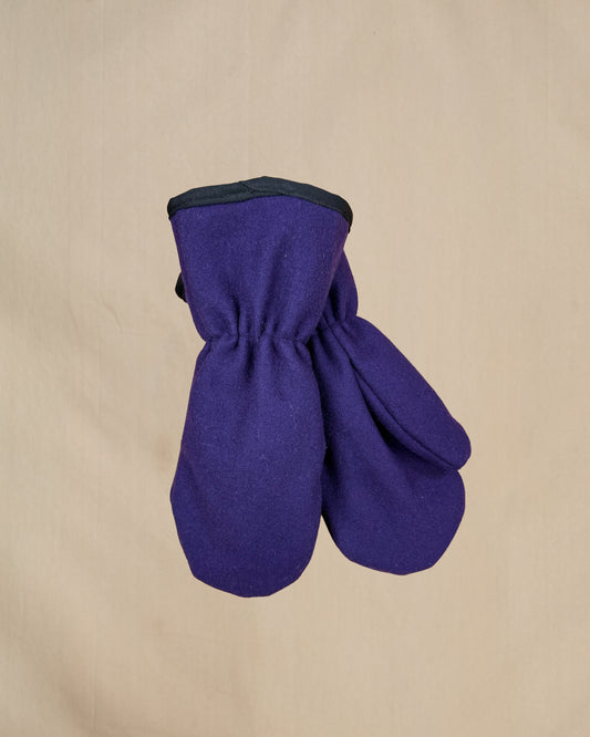 Purple mittens on a beige background