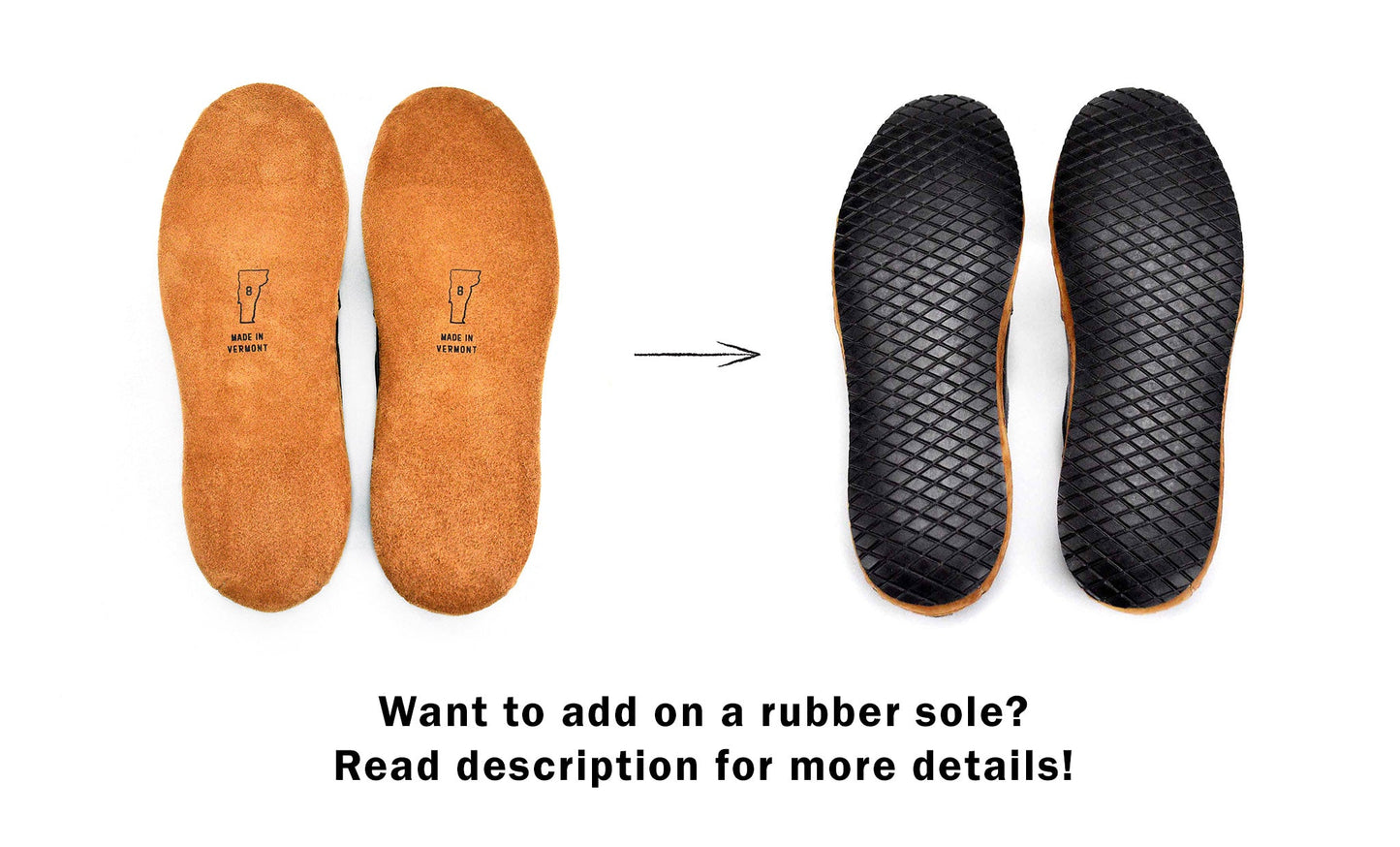 Sole with and without rubber