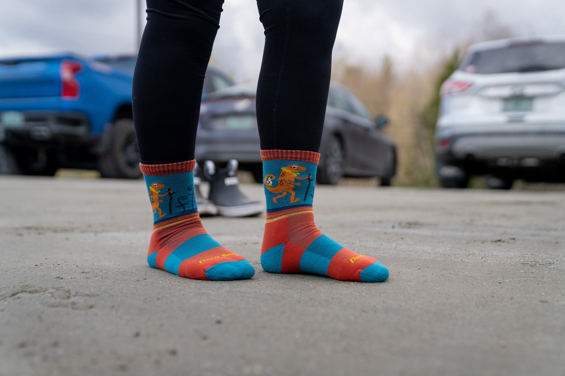 Darn Tough 3043 Lava on model