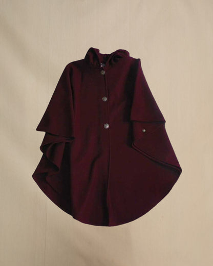 JWM Traditional Women's Button Cape, Rich Burgundy