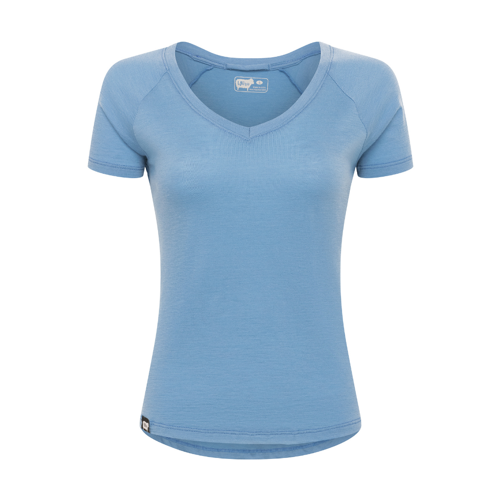 Women's Nuyarn® V-Neck Short Sleeve in blue