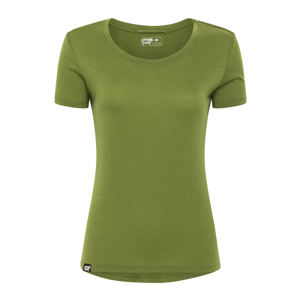 Women's Nuyarn® Merino Wool Short Sleeve Shirt in green'