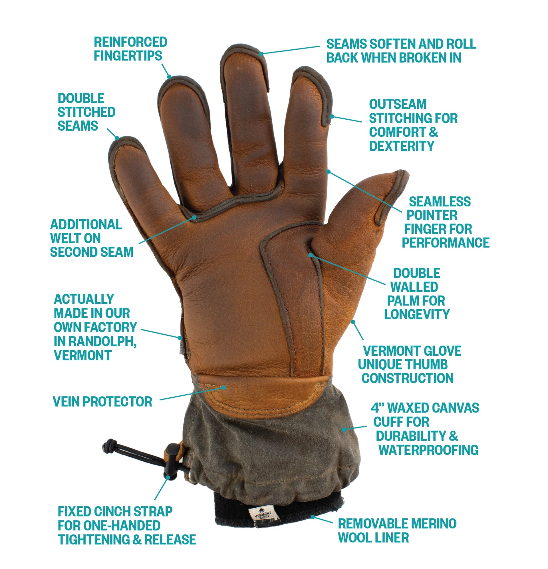 Vermont Glove Uphill Skier Glove details
