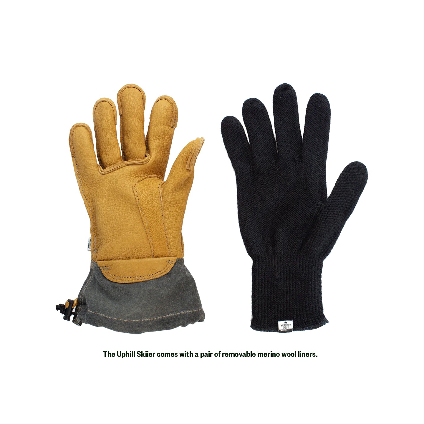 Vermont Glove Uphill Skier Glove palm and wool liner