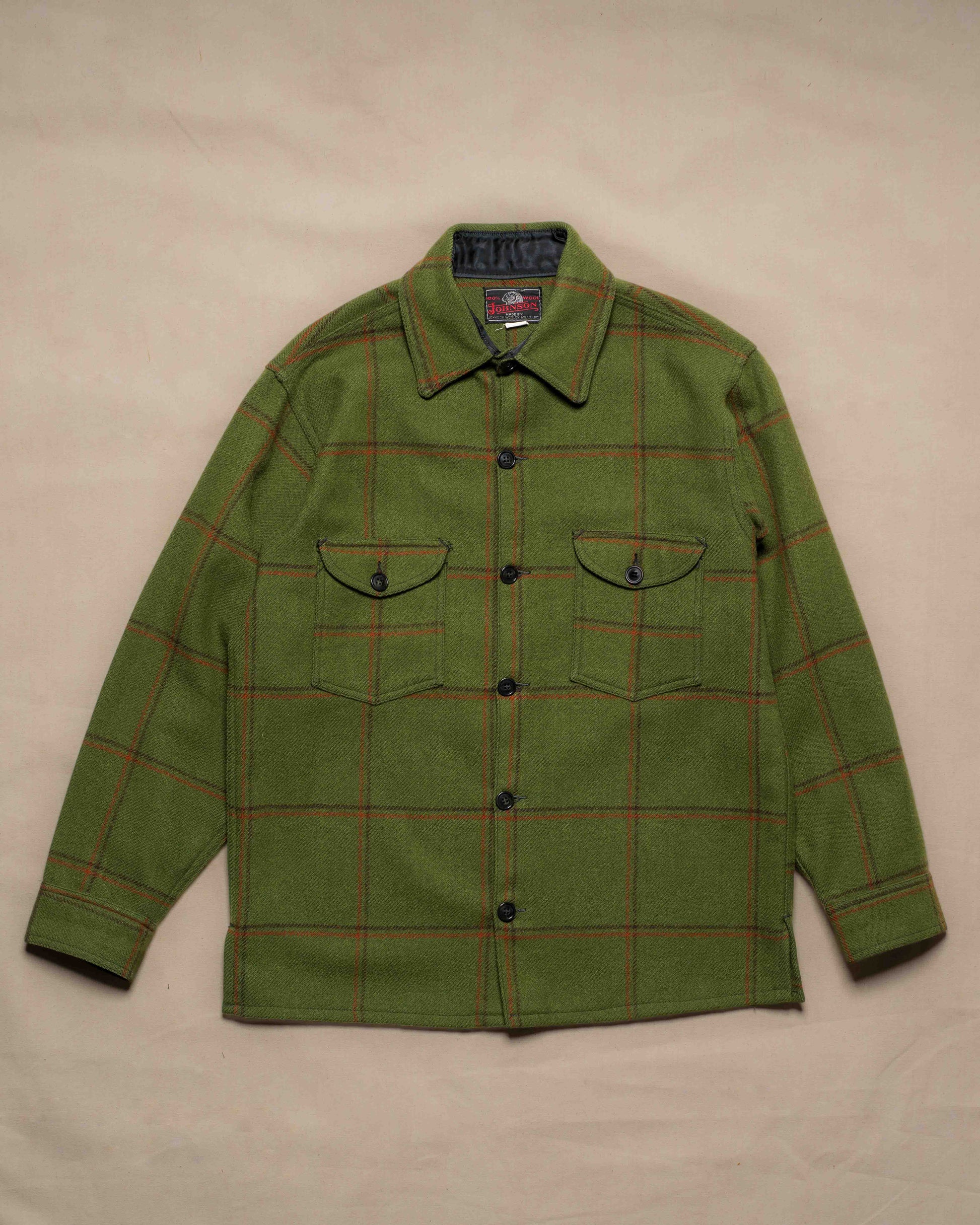 Johnson Woolen Mills Vintage Select Green wool Button down shirt