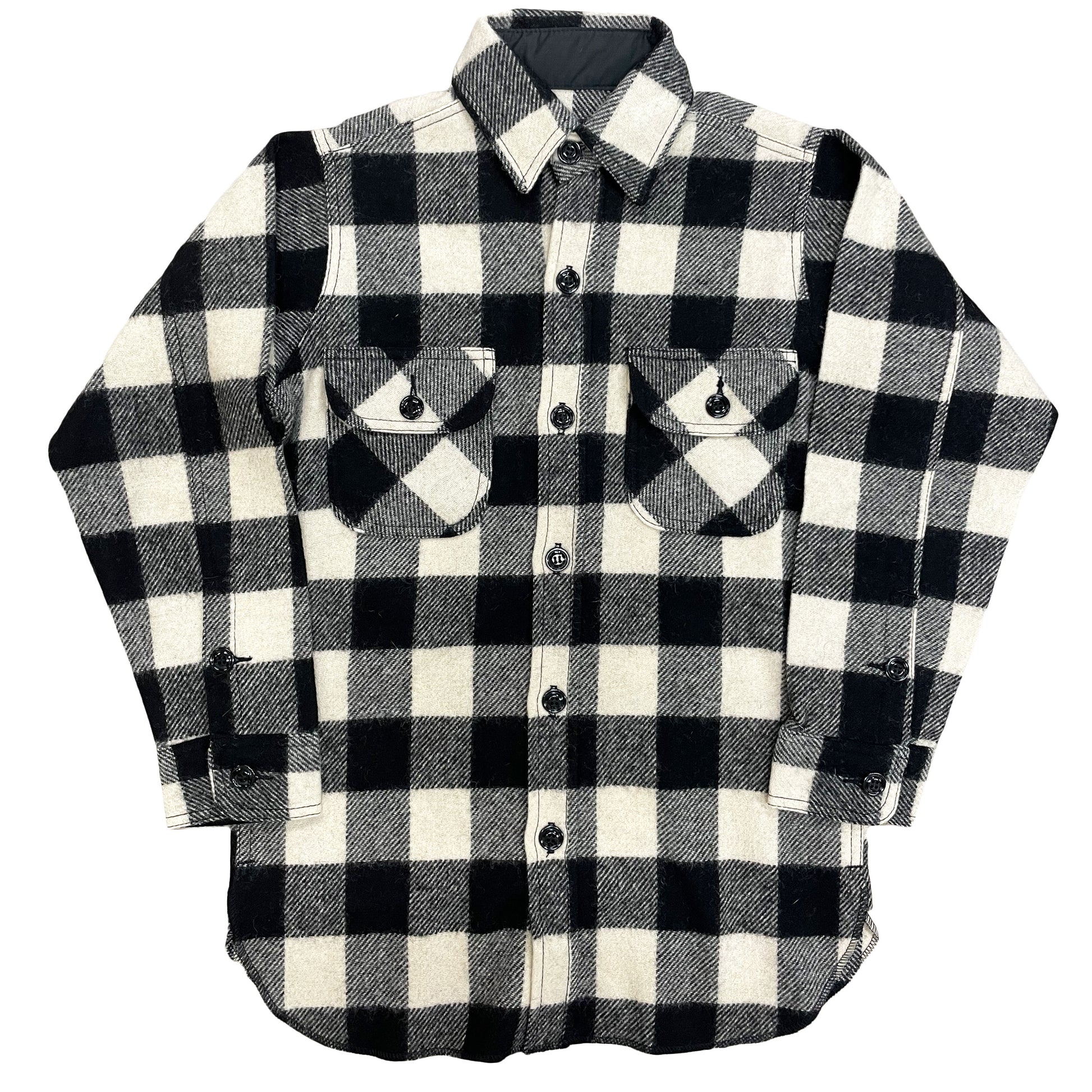 Black and White Wool long tail button down shirt
