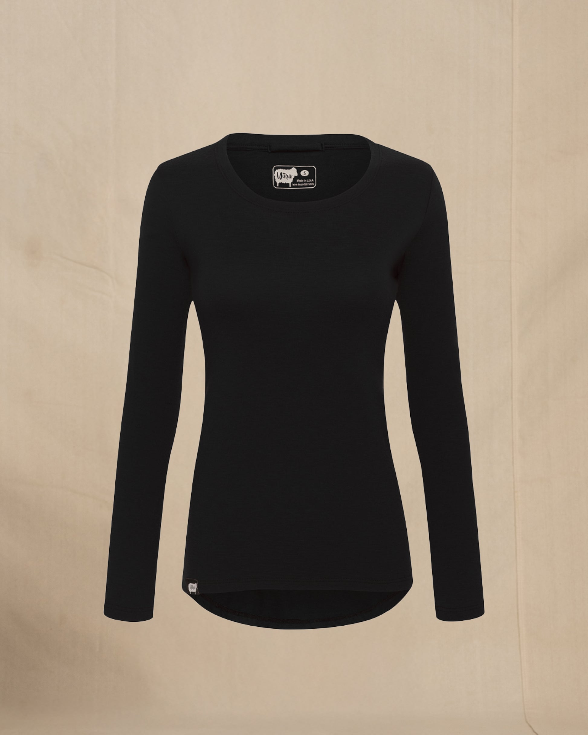 Women's 100% Merino Wool Long Sleeve Shirt black