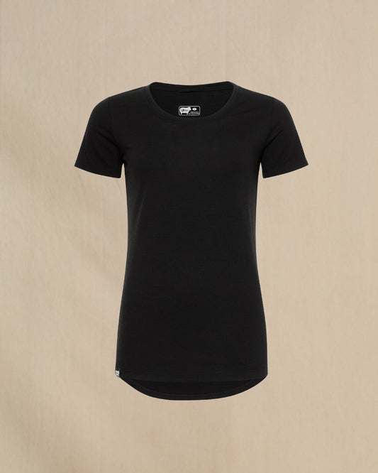 Women's 100% Merino Wool Short Sleeve Shirt in black