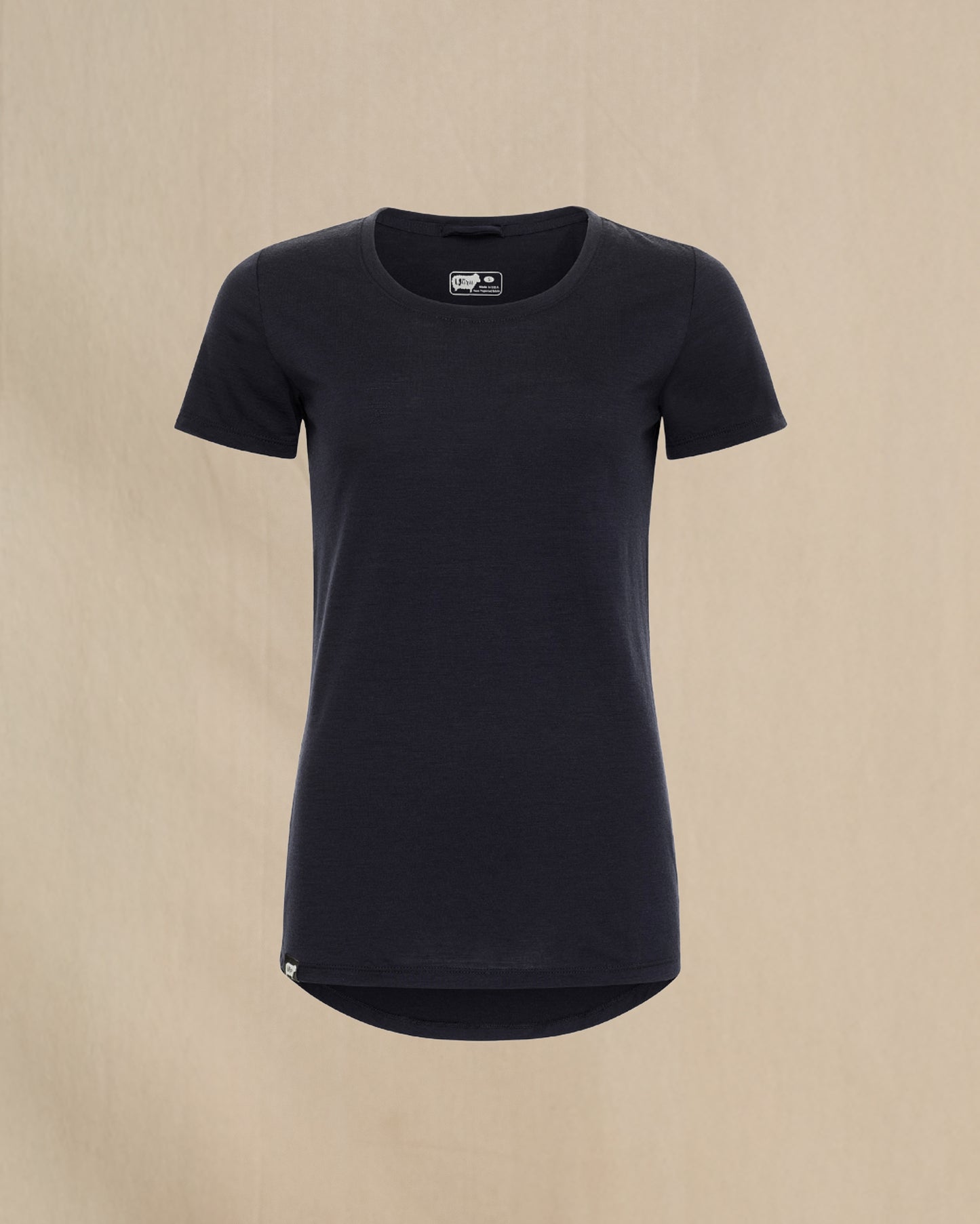 Women's 100% Merino Wool Short Sleeve Shirt in navy