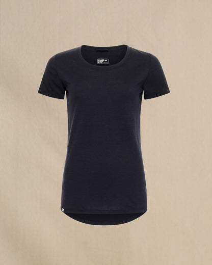 Women's 100% Merino Wool Short Sleeve Shirt in navy