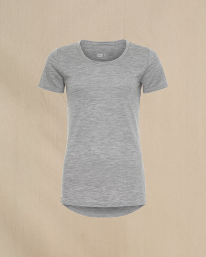 Women's 100% Merino Wool Short Sleeve Shirt in gray