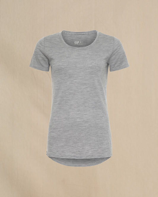 Women's 100% Merino Wool Short Sleeve Shirt in gray