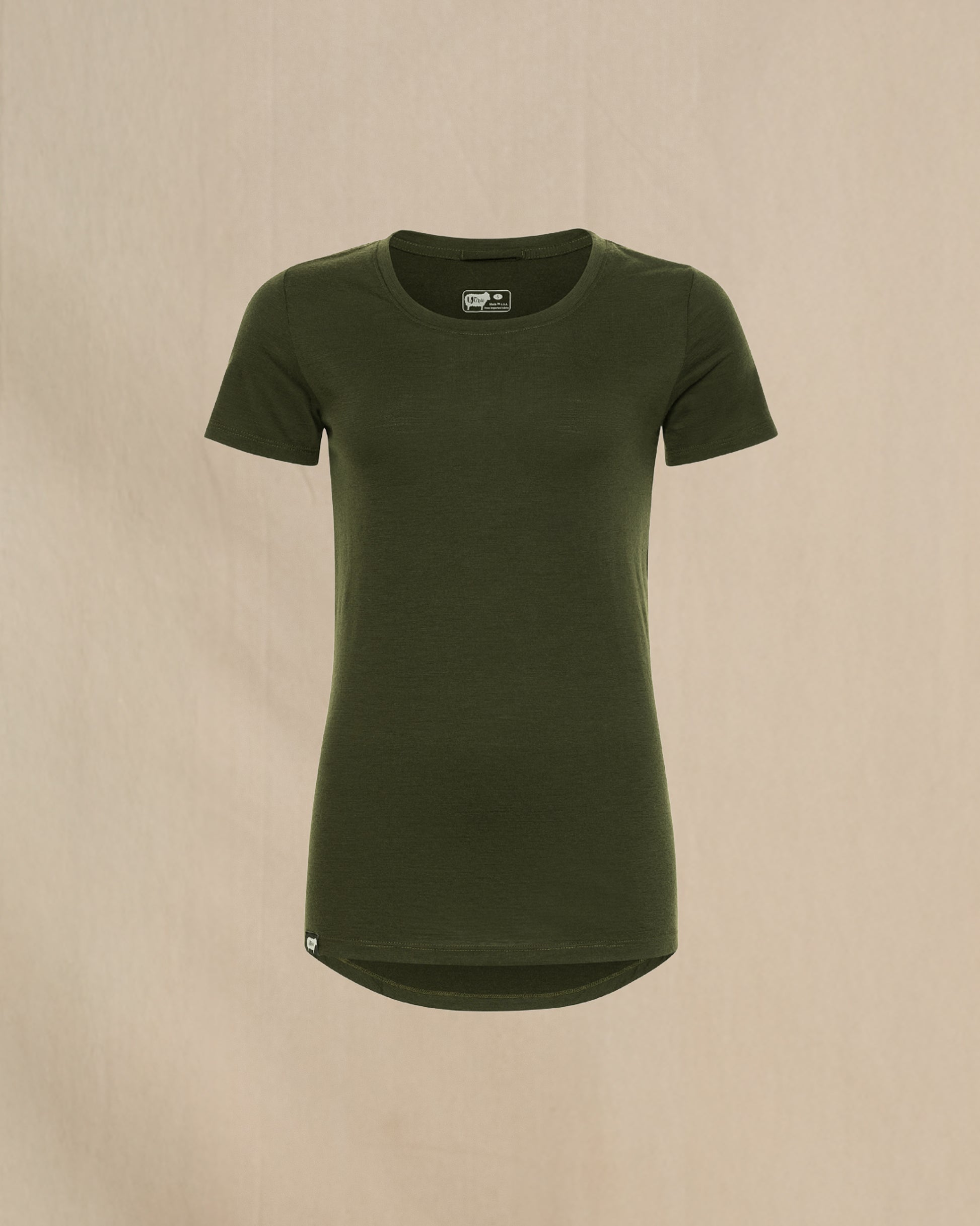 Women's 100% Merino Wool Short Sleeve Shirt in green
