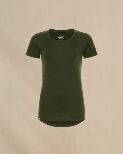 Women's 100% Merino Wool Short Sleeve Shirt in green