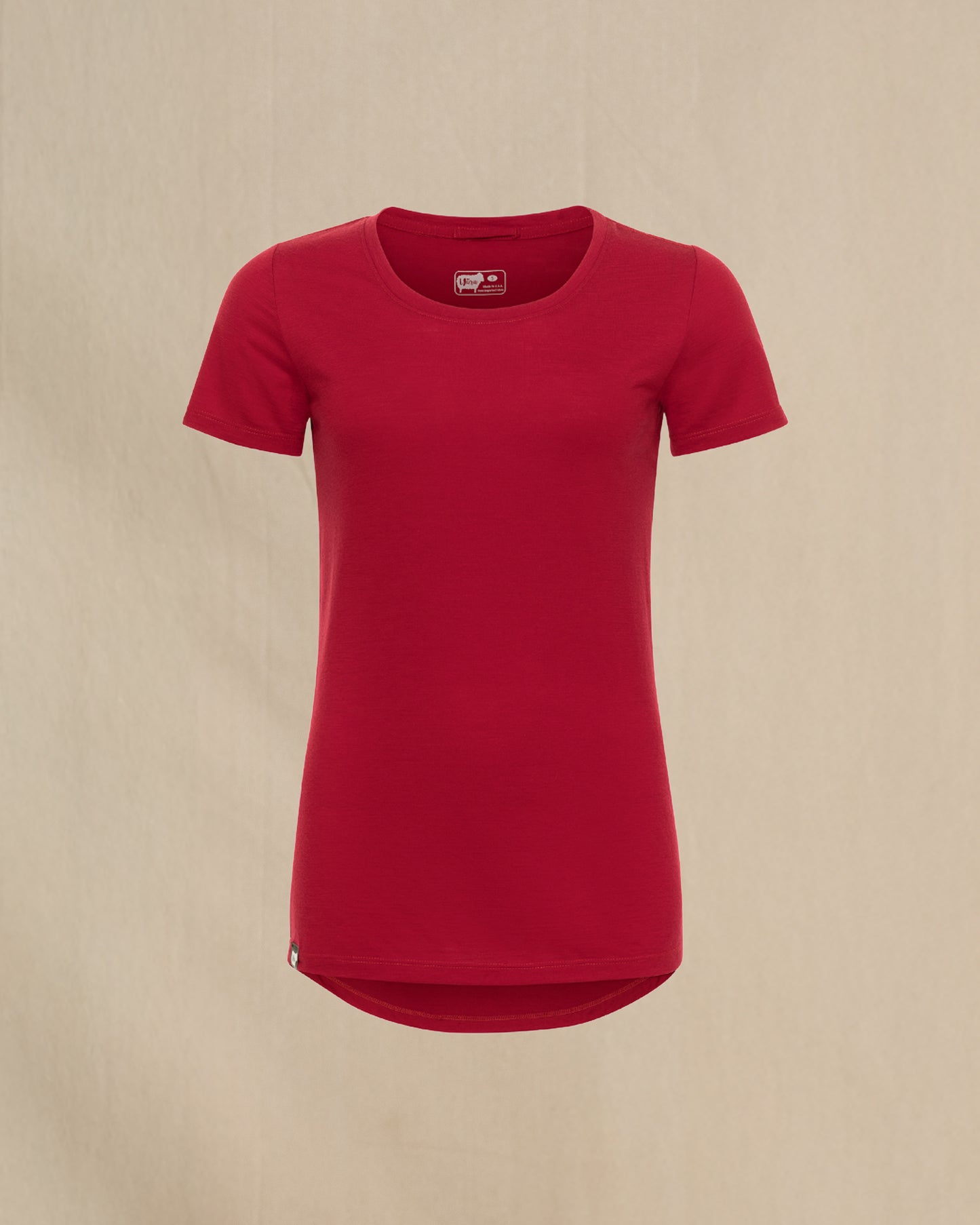 Women's 100% Merino Wool Short Sleeve Shirt in red