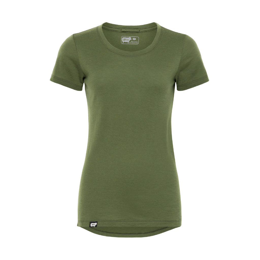 Women's Nuyarn® Merino Wool Short Sleeve Shirt in cypress green