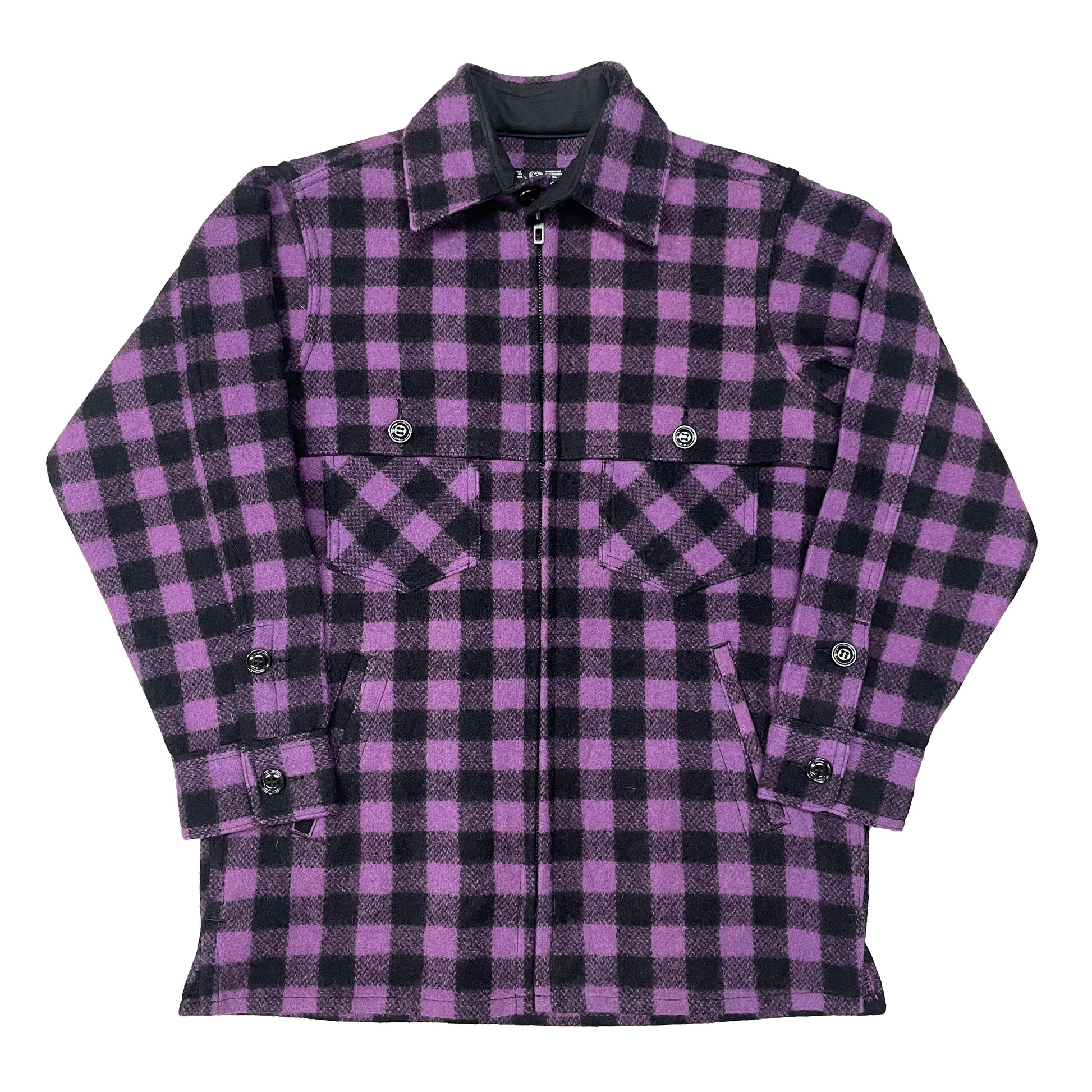 Womens Jac Shirt Lavender black small buffalo check. Double Cape over shoulders, zipper front. 