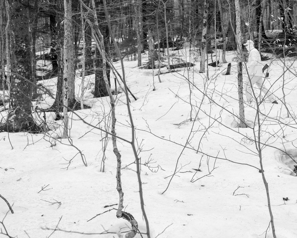100% wool white-out tracker in the woods