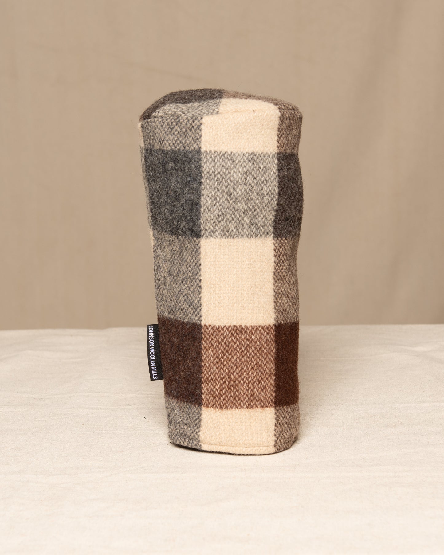 Wool driver headocver in beige brown and gray check