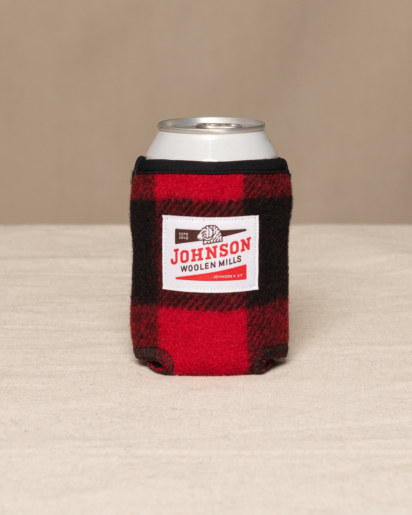 Wool koozie red and black 2" buffalo check 