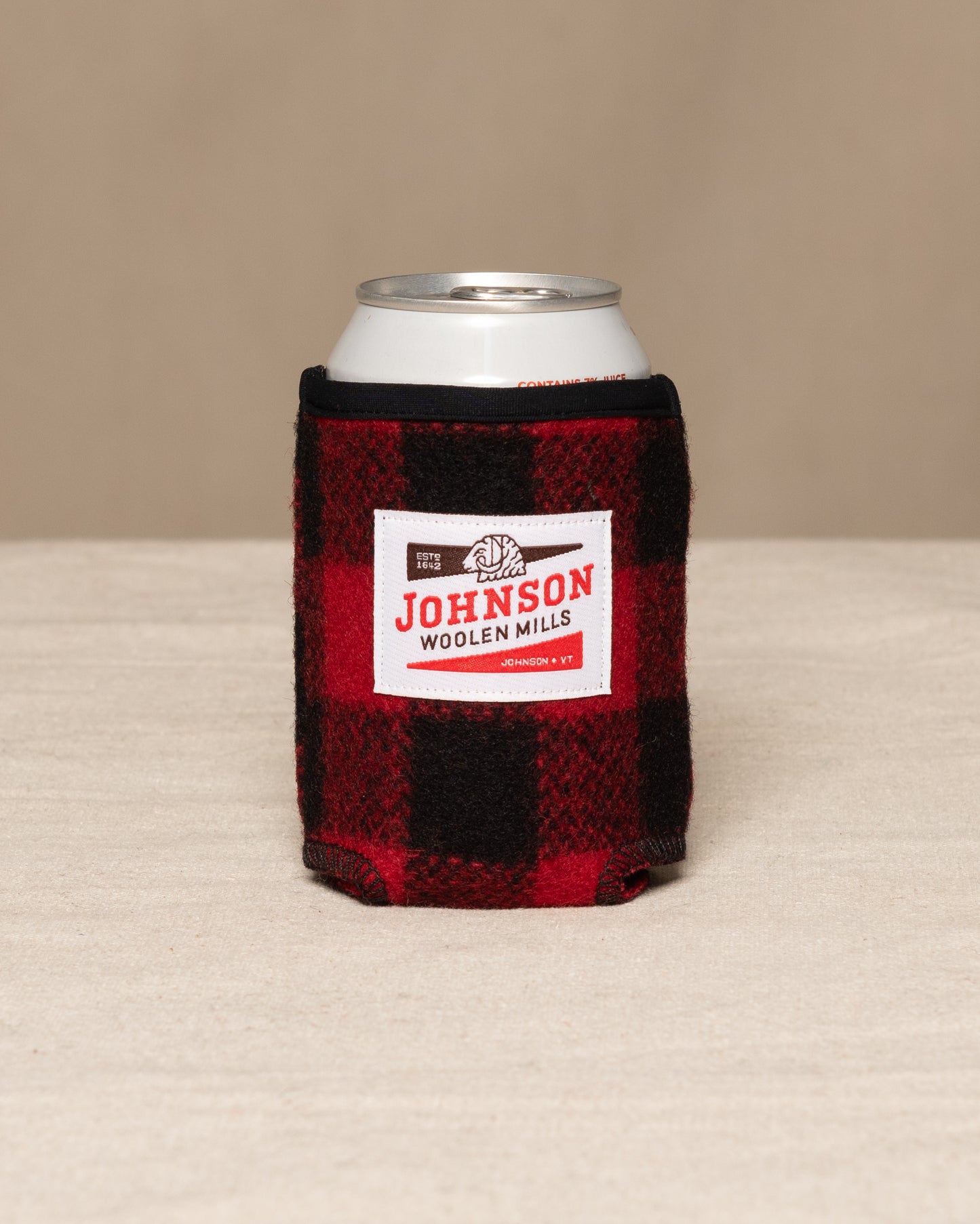 Wool Koozie Red and black buffalo check