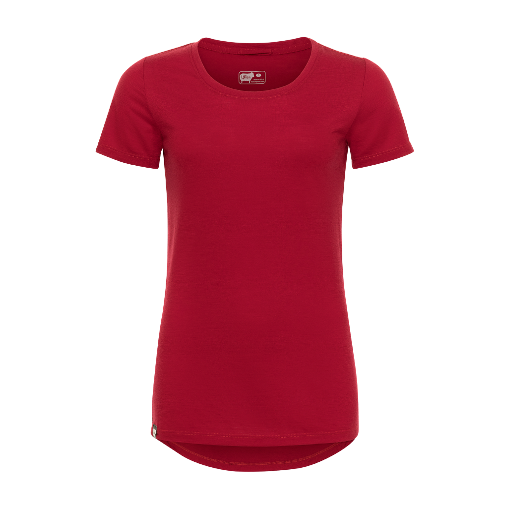 Women's 100% Merino Wool Short Sleeve Shirt in chili pepper