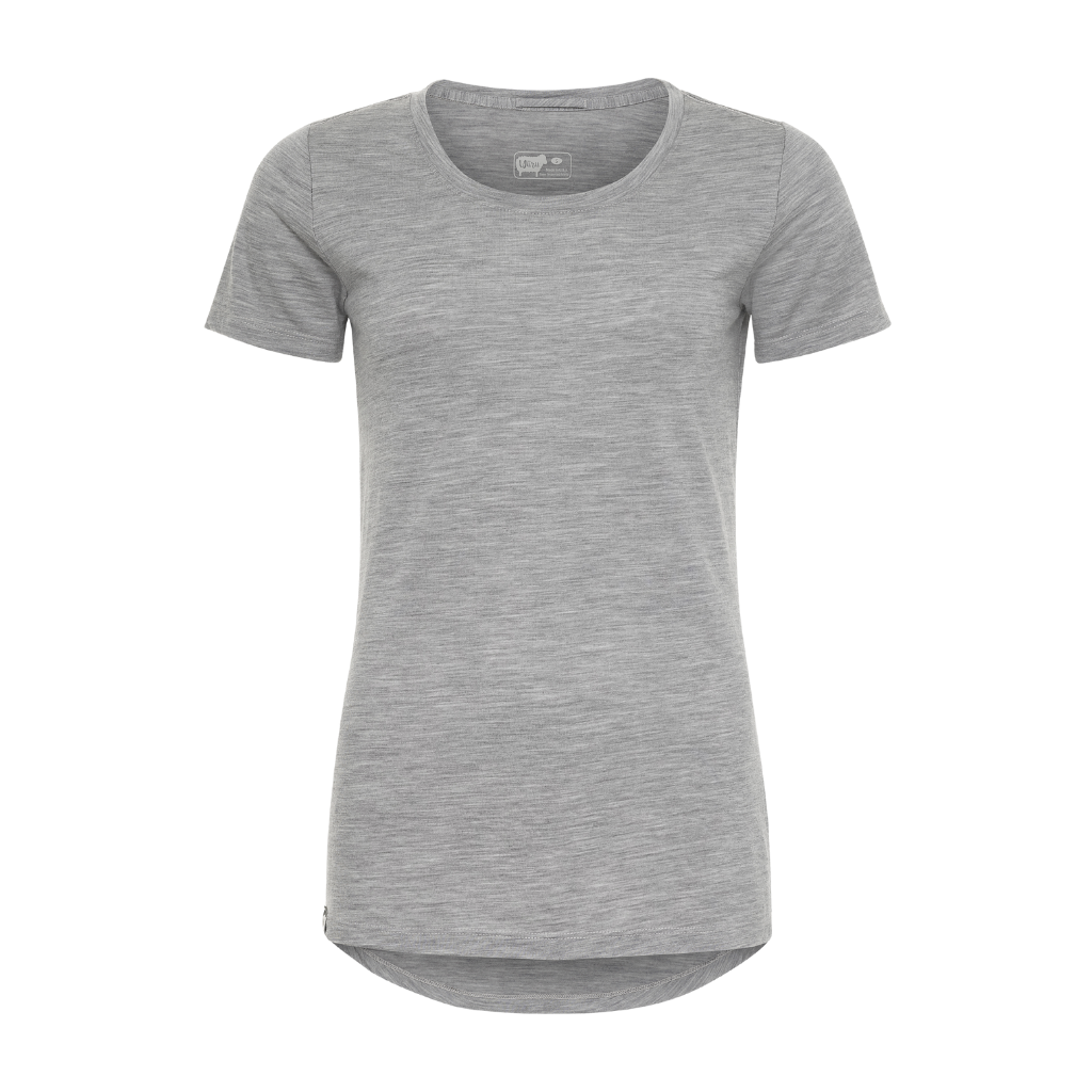 Women's 100% Merino Wool Short Sleeve Shirt in heather gray