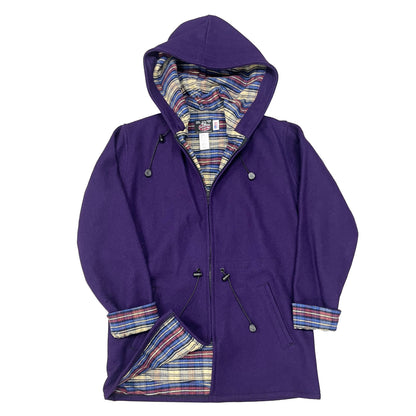 Women's Anorack Wool Jacket Flannel lined deep purple front view