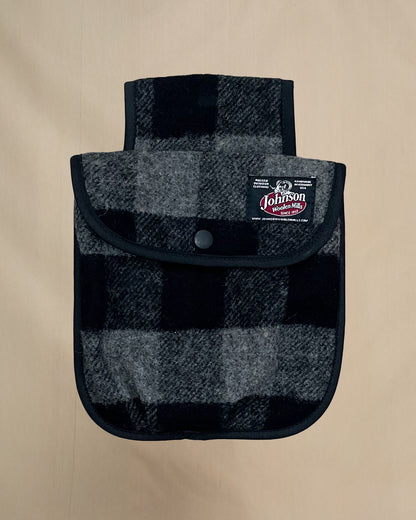 Black powder hunting pouch in gray and black check