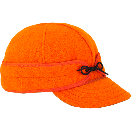 Side View of Stormy Kromer Original Blaze orange wool hat
