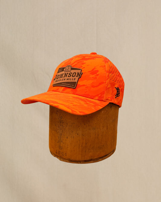 Johnson Woolen Mills Blaze Orange Camo Performance hat