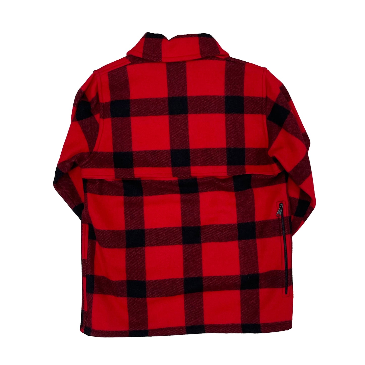 Johnson Woolen Mills Cruiser jacket in Red and black buffalo check back view