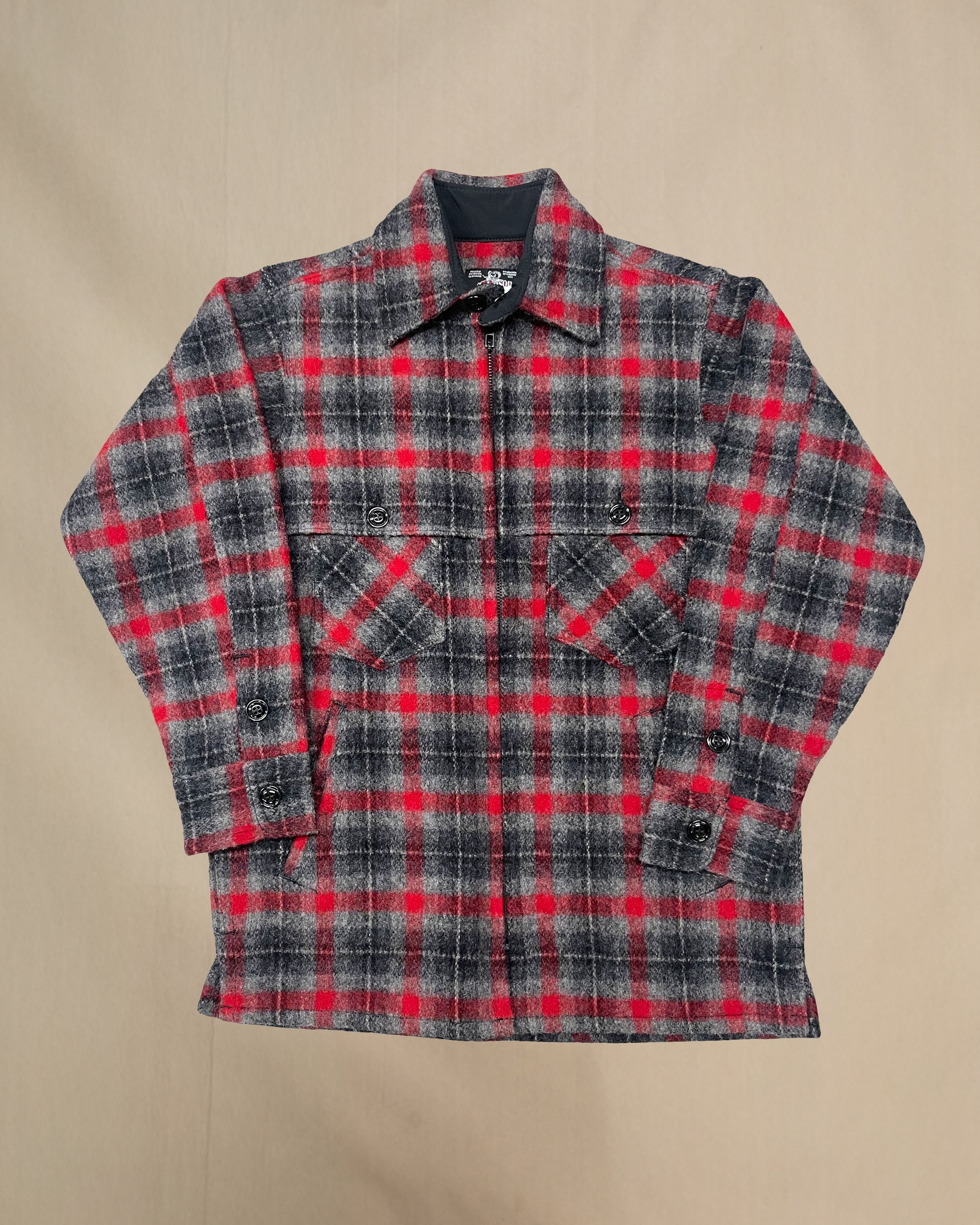 Double Cape Jac Shirt - Gray Red Window Pane – Johnson Woolen Mills