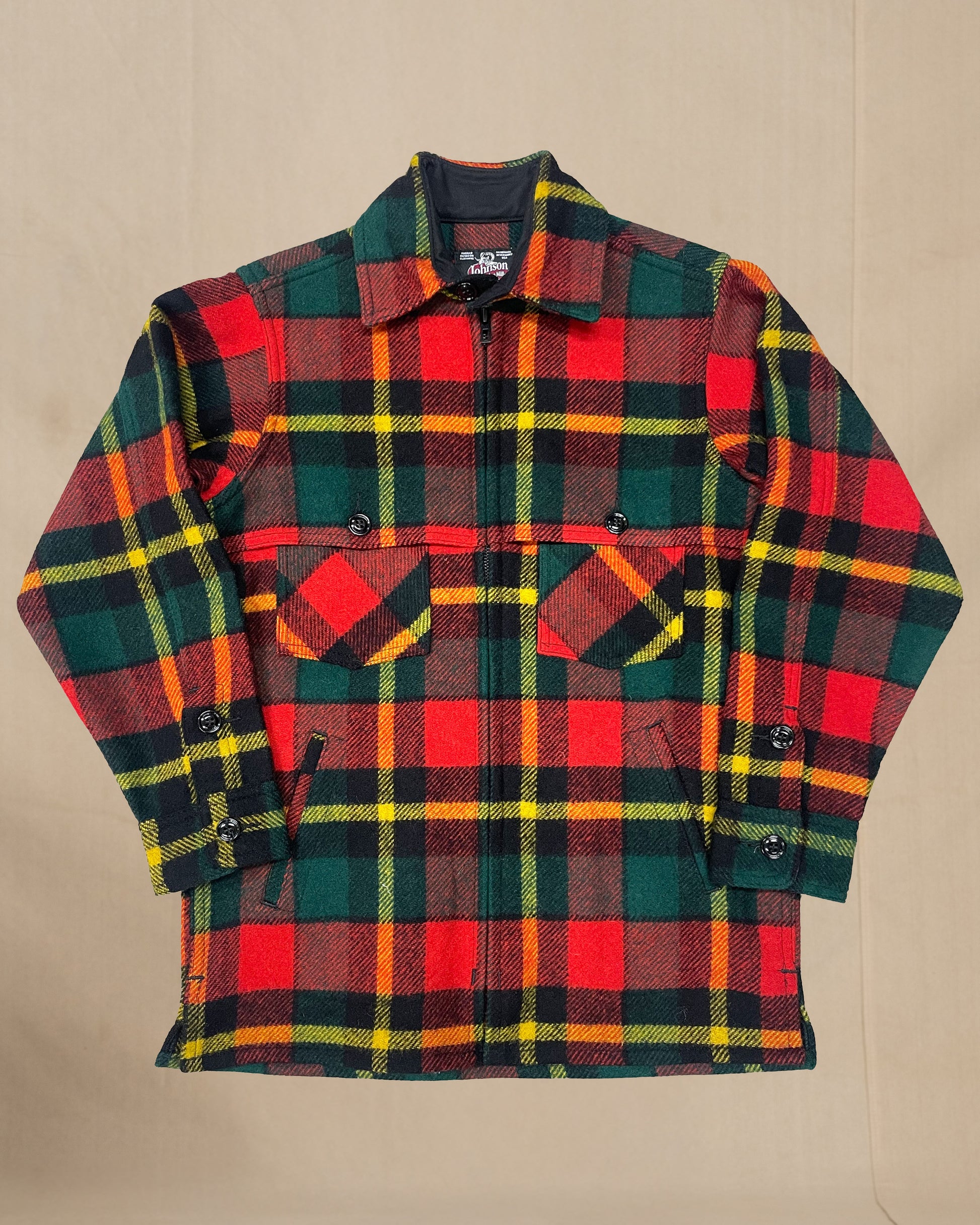 Double Cape Jac Shirt Bright Red Yellow Green Plaid