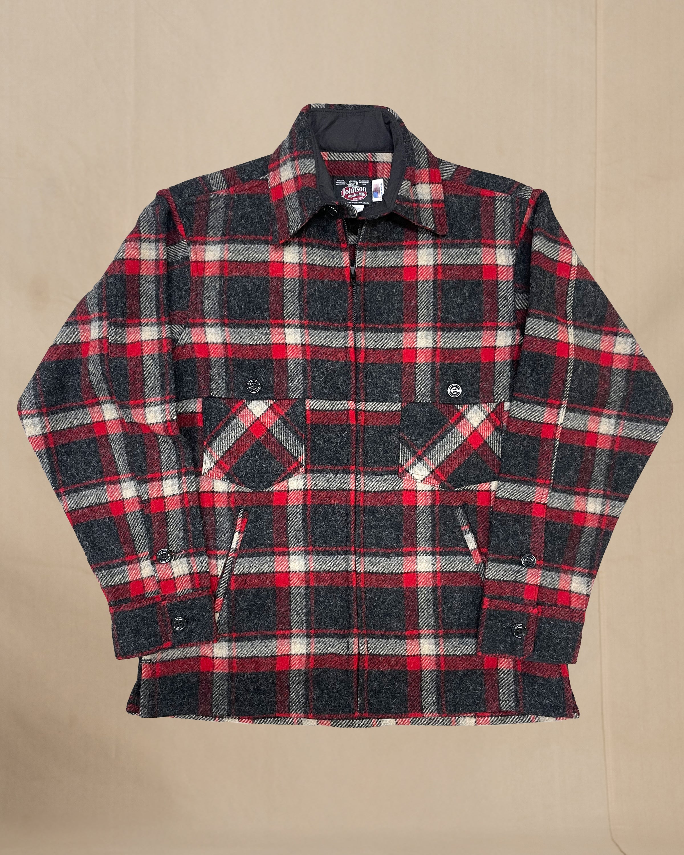 Double Cape Jac Shirt - Dark Gray Red Tan – Johnson Woolen Mills