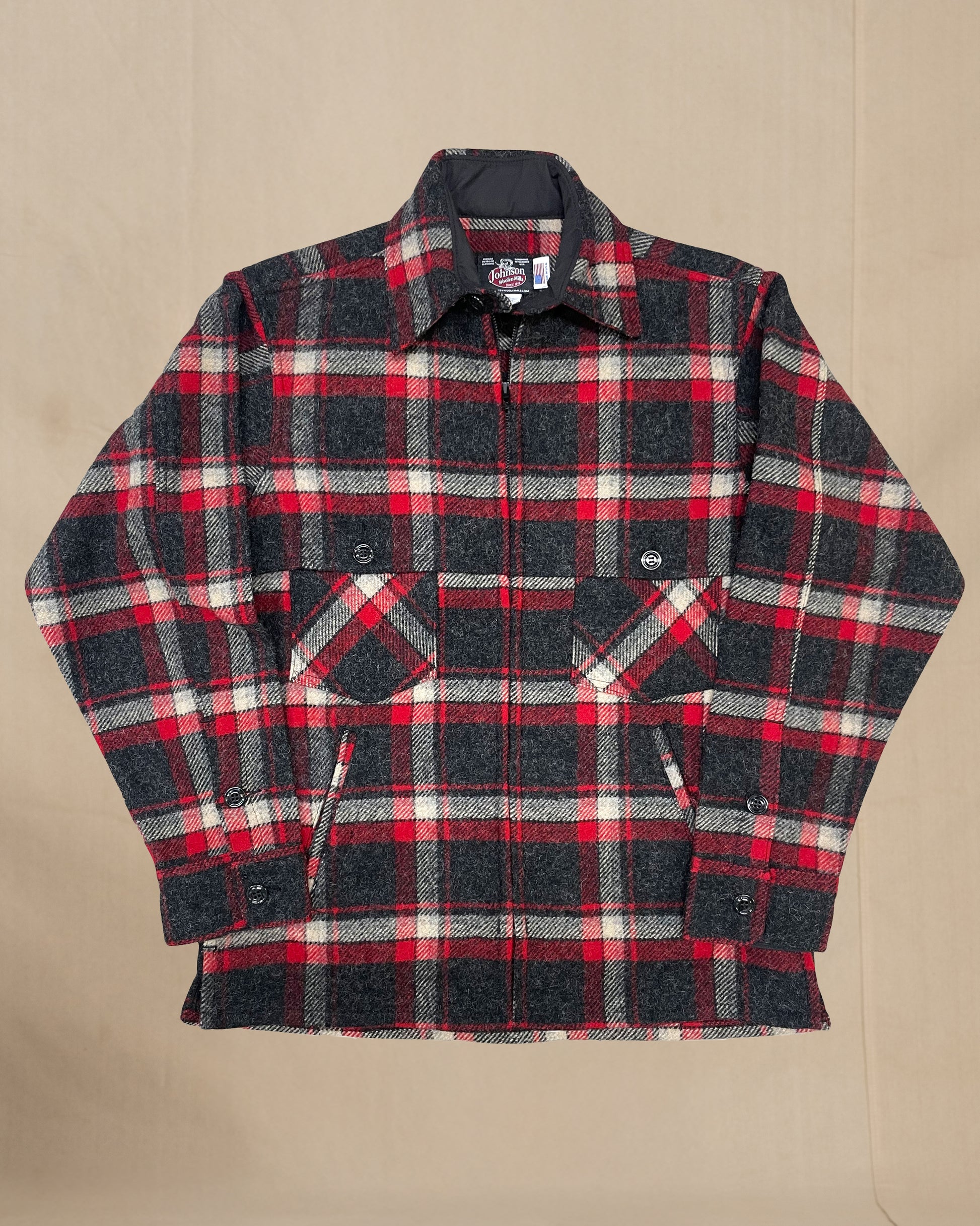 double cape jac shirt gray tan plaid