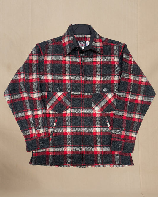 double cape jac shirt gray tan plaid