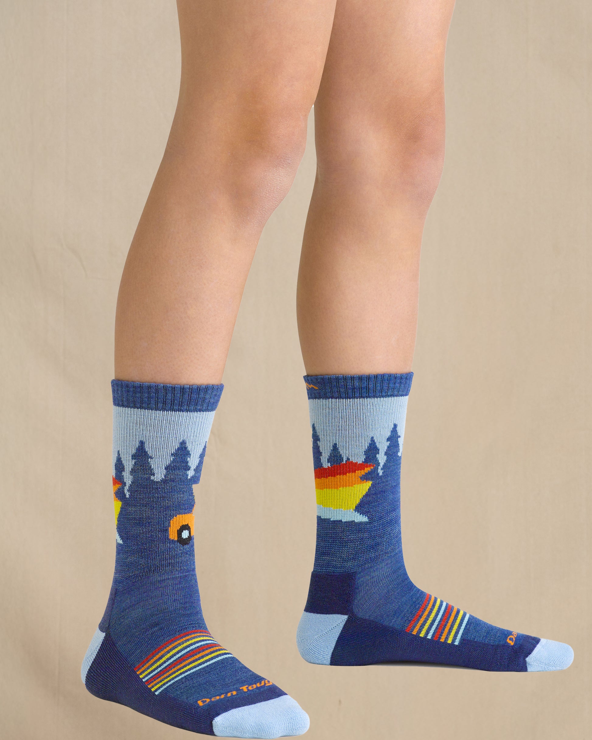 Children's Darn Tough 3037 sock in Denim on model