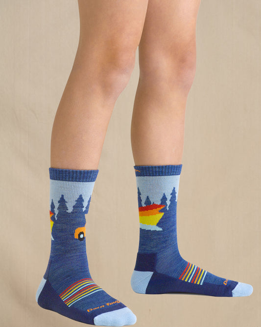 Children's Darn Tough 3037 sock in Denim on model