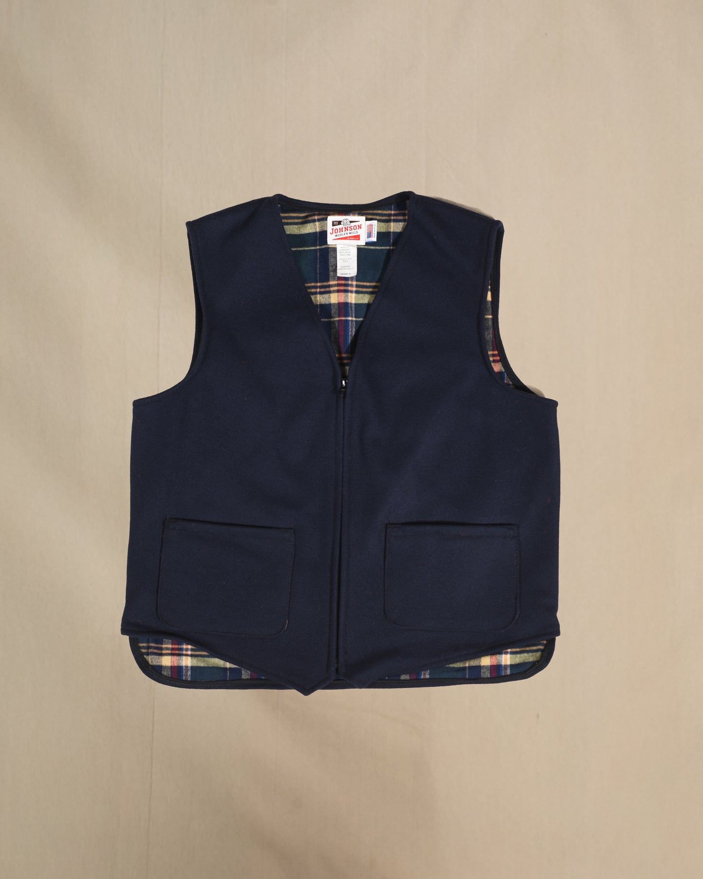 Vest Flannel lined, Navy, zipper front with two front pockets