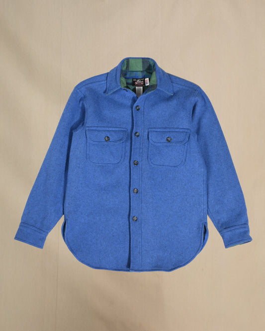 Flannel lined saphire wool button down shirt