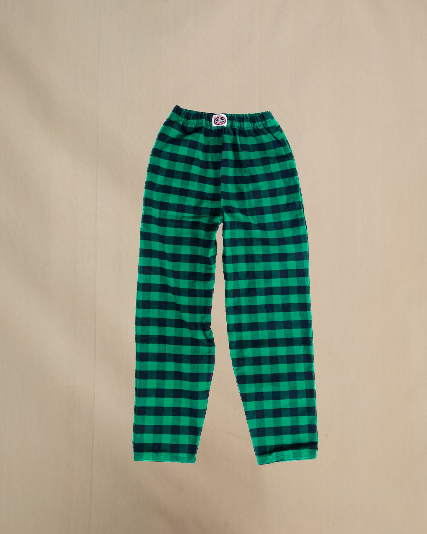 Green and black buffalo check flannel lounge pants