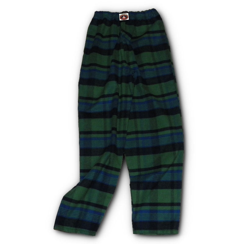 Green and blue plaid flannel lounge pants