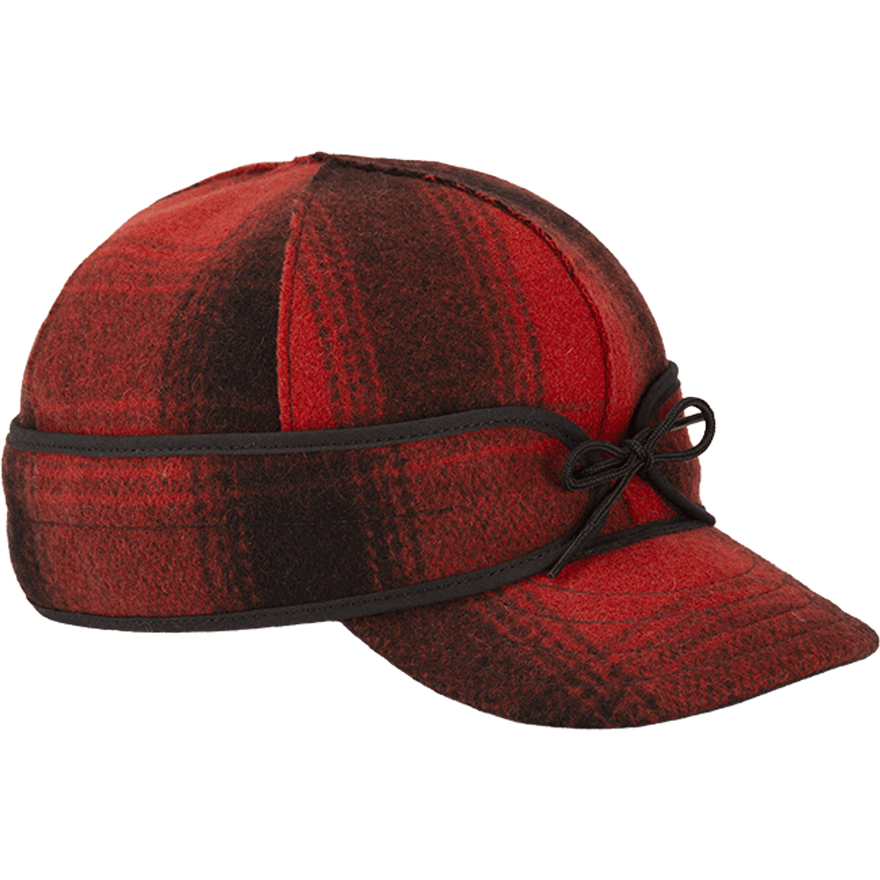 Side View of Stormy Kromer Original Red and black plaid wool hat