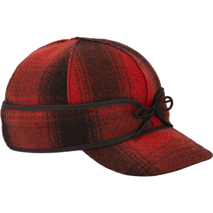 Side View of Stormy Kromer Original Red and black plaid wool hat