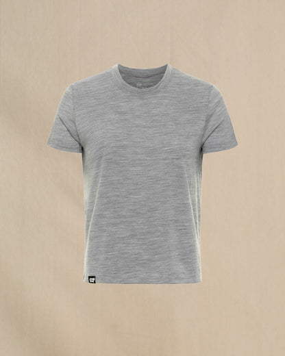 Wuru Women's 100% Merino Relaxed Crew Short Sleeve Gray